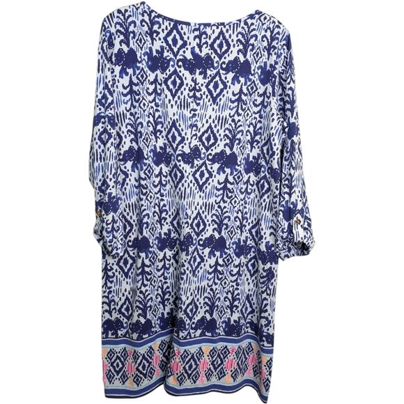 Lilly Pulitzer Ocean Ridge Dress XL Blue Elephant Ikat Print Pima Cotton Shift - Picture 8 of 9